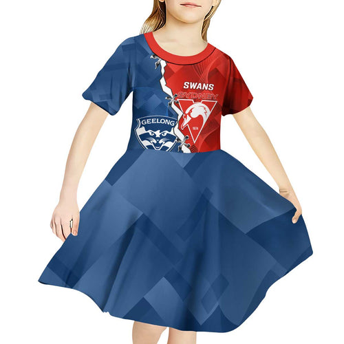 Custom Swans And Cats Football Kid Short Sleeve Dress 2024 Together Dynamic Version