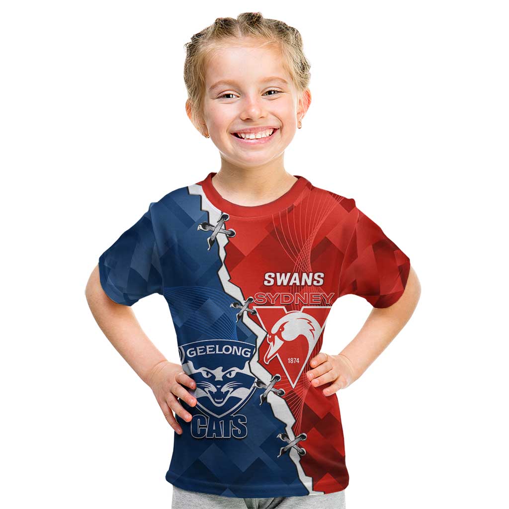 Custom Swans And Cats Football Kid T Shirt 2024 Together Dynamic Version