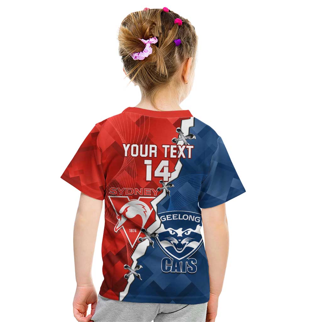 Custom Swans And Cats Football Kid T Shirt 2024 Together Dynamic Version