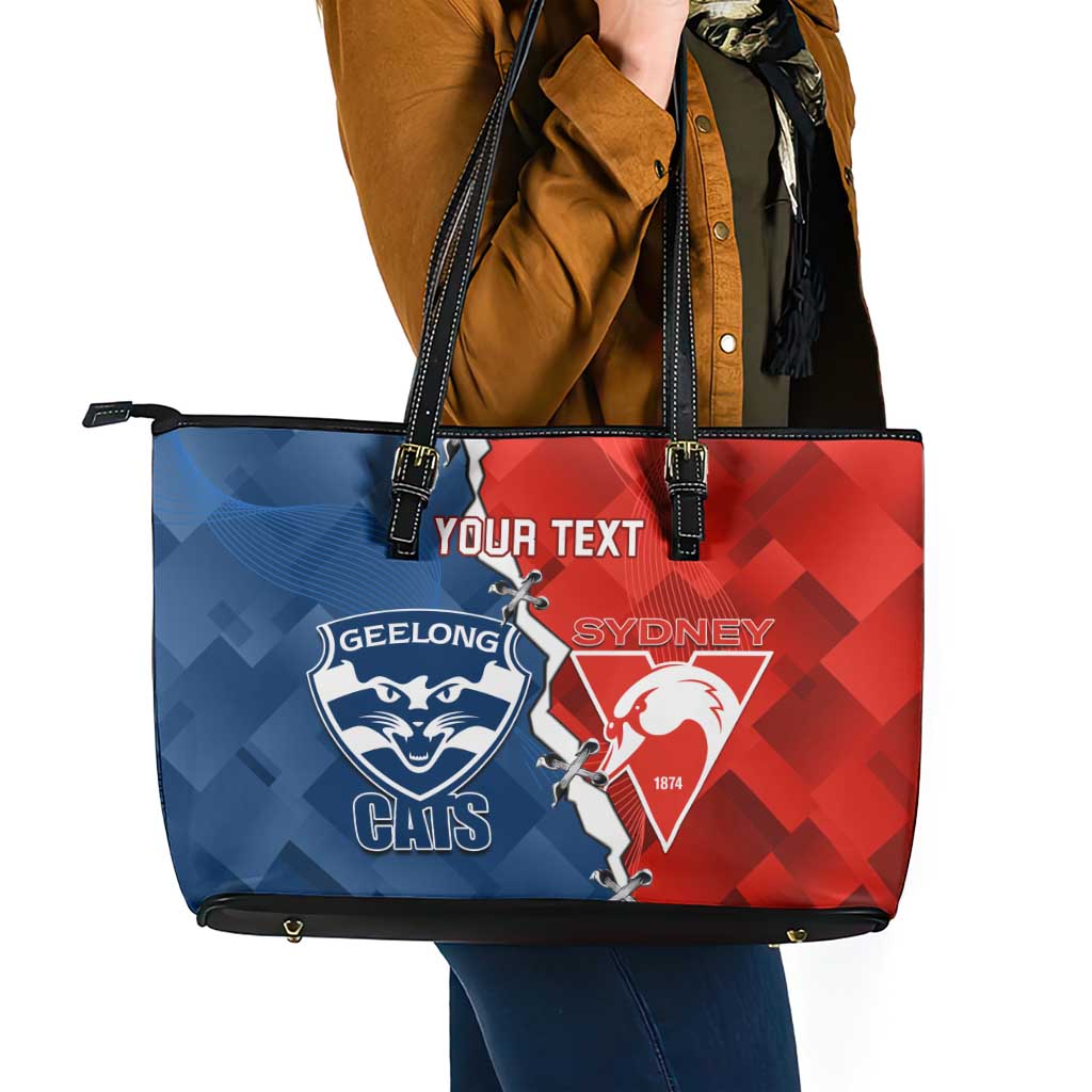 Custom Swans And Cats Football Leather Tote Bag 2024 Together Dynamic Version