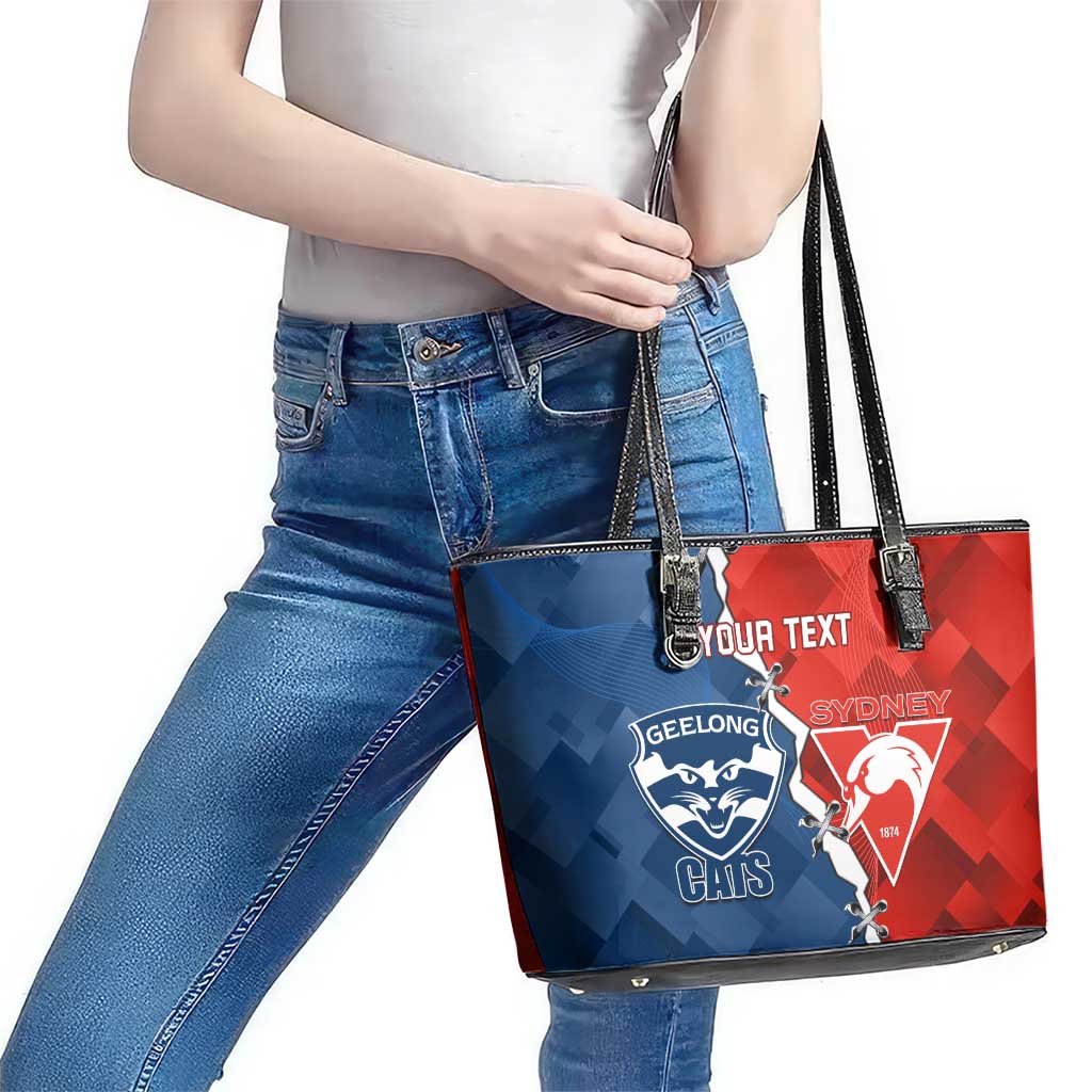 Custom Swans And Cats Football Leather Tote Bag 2024 Together Dynamic Version