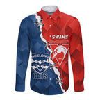 Custom Swans And Cats Football Long Sleeve Button Shirt 2024 Together Dynamic Version