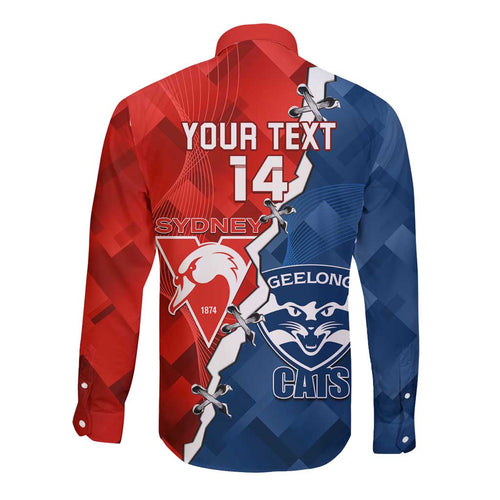 Custom Swans And Cats Football Long Sleeve Button Shirt 2024 Together Dynamic Version