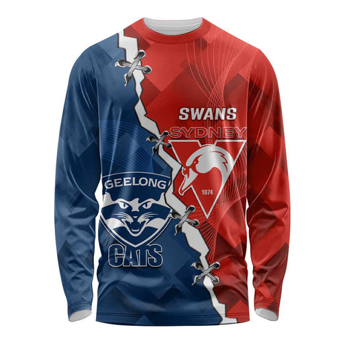 Custom Swans And Cats Football Long Sleeve Shirt 2024 Together Dynamic Version