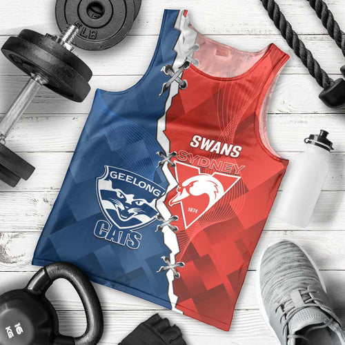 Custom Swans And Cats Football Men Tank Top 2024 Together Dynamic Version