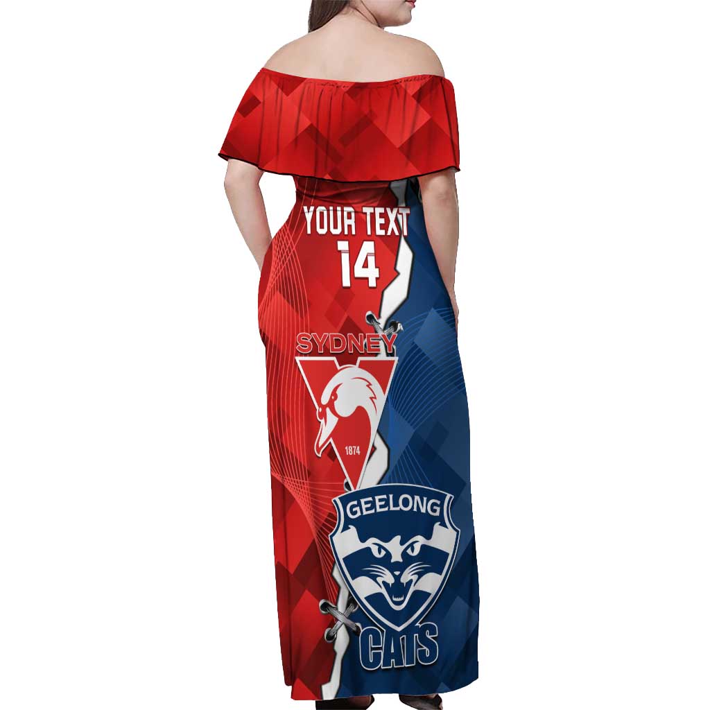 Custom Swans And Cats Football Off Shoulder Maxi Dress 2024 Together Dynamic Version