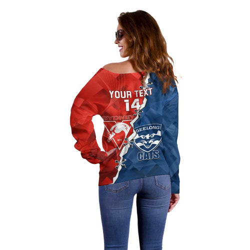Custom Swans And Cats Football Off Shoulder Sweater 2024 Together Dynamic Version