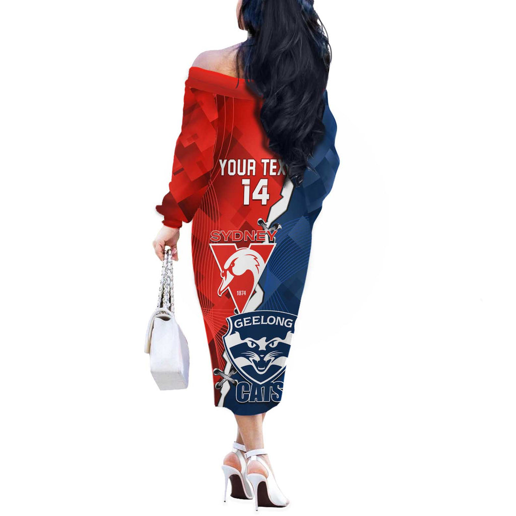 Custom Swans And Cats Football Off The Shoulder Long Sleeve Dress 2024 Together Dynamic Version