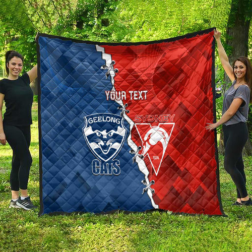 Custom Swans And Cats Football Quilt 2024 Together Dynamic Version