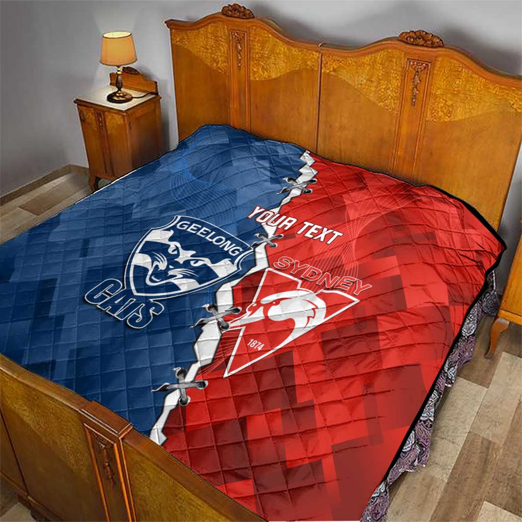 Custom Swans And Cats Football Quilt 2024 Together Dynamic Version