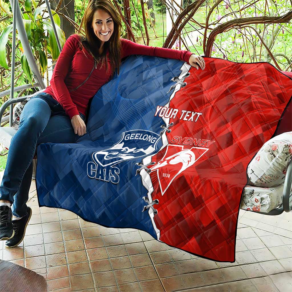 Custom Swans And Cats Football Quilt 2024 Together Dynamic Version
