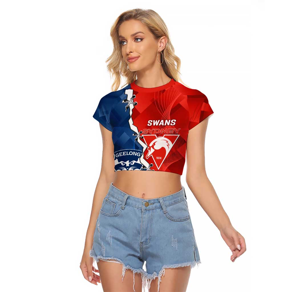 Custom Swans And Cats Football Raglan Cropped T Shirt 2024 Together Dynamic Version