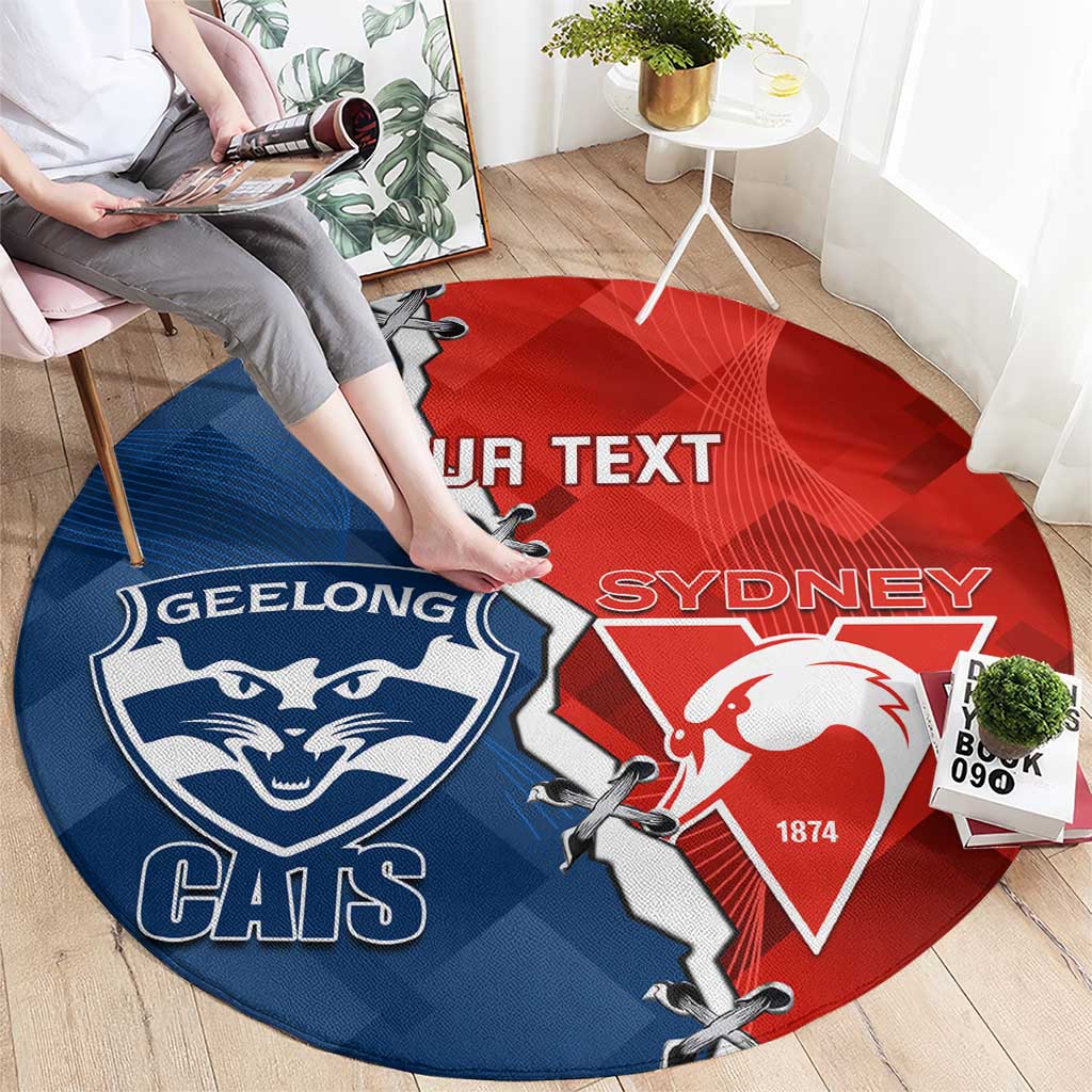 Custom Swans And Cats Football Round Carpet 2024 Together Dynamic Version