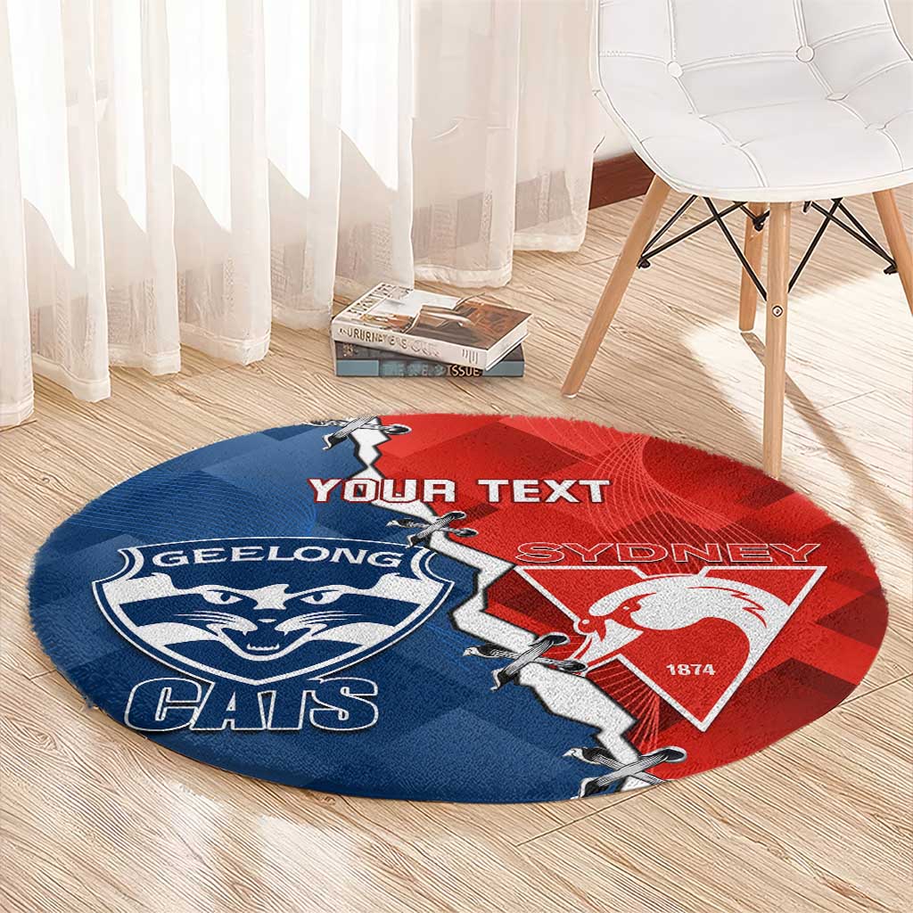 Custom Swans And Cats Football Round Carpet 2024 Together Dynamic Version