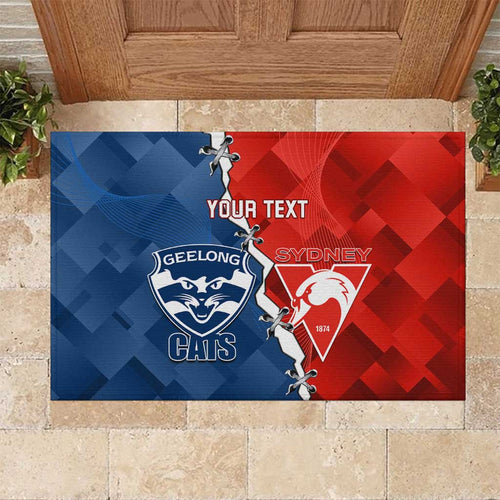 Custom Swans And Cats Football Rubber Doormat 2024 Together Dynamic Version