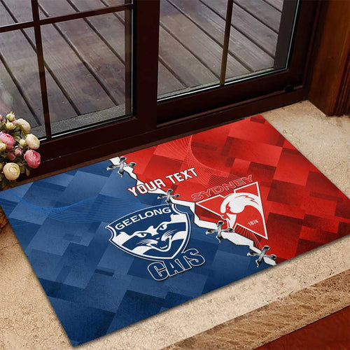 Custom Swans And Cats Football Rubber Doormat 2024 Together Dynamic Version