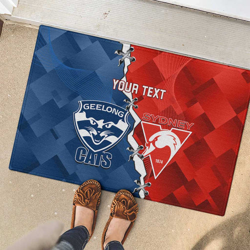 Custom Swans And Cats Football Rubber Doormat 2024 Together Dynamic Version