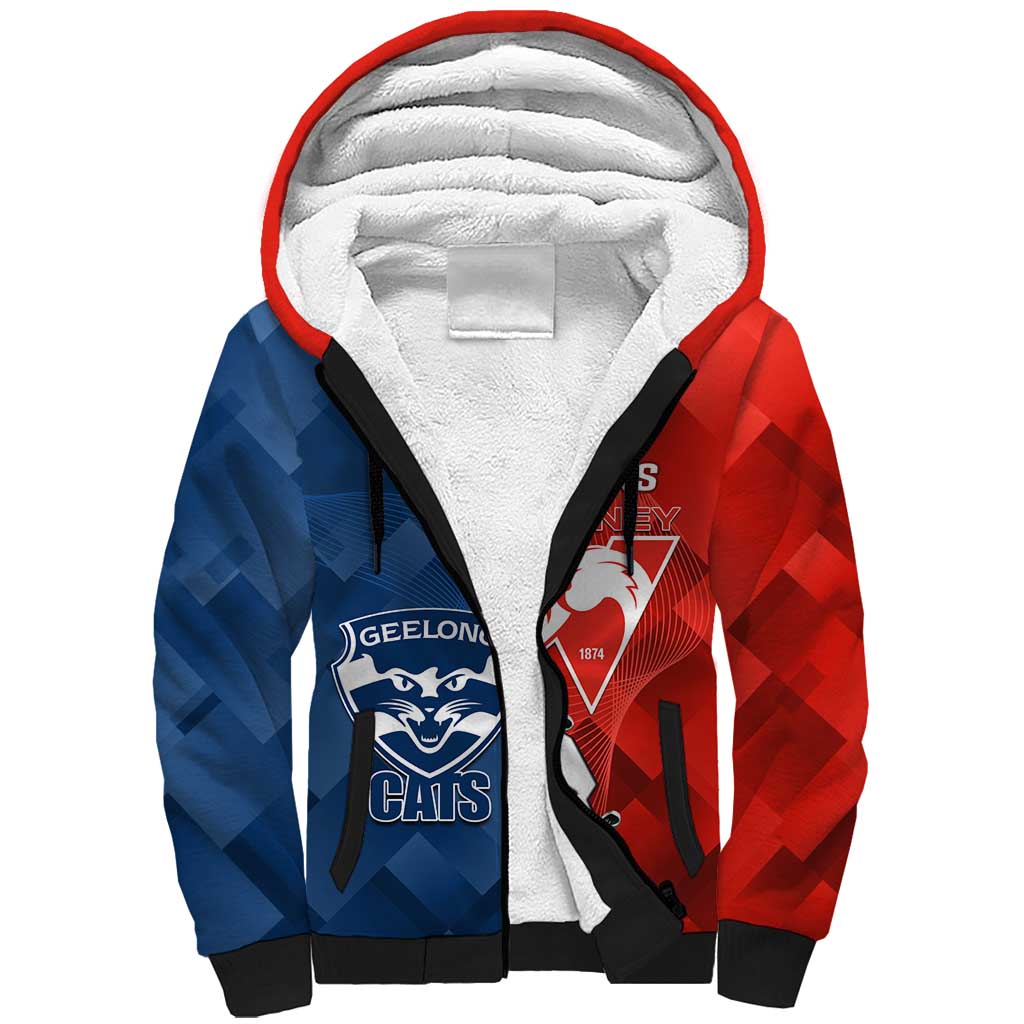 Custom Swans And Cats Football Sherpa Hoodie 2024 Together Dynamic Version