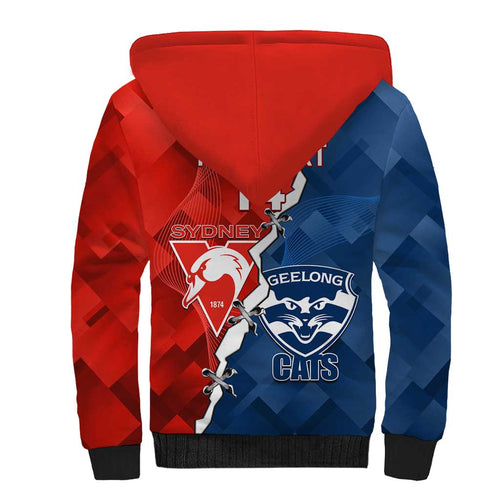 Custom Swans And Cats Football Sherpa Hoodie 2024 Together Dynamic Version