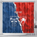 Custom Swans And Cats Football Shower Curtain 2024 Together Dynamic Version