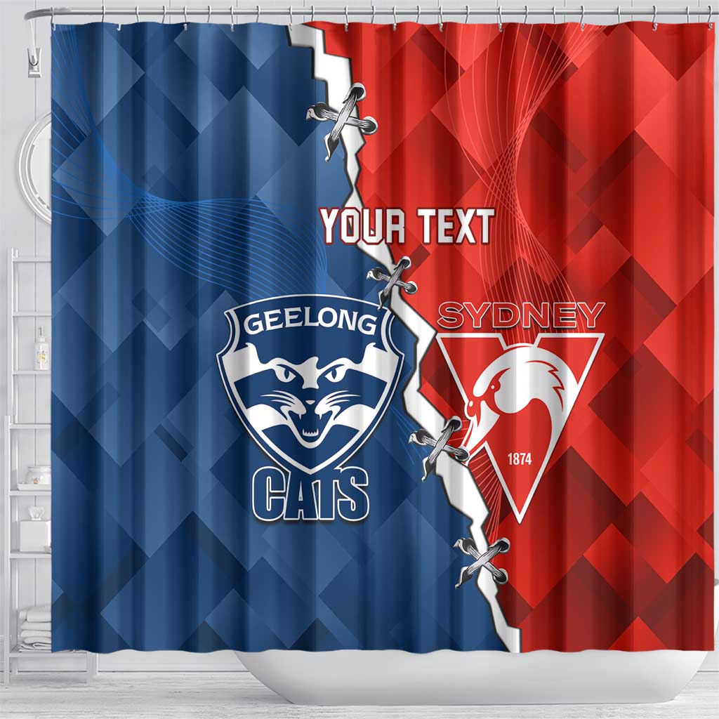 Custom Swans And Cats Football Shower Curtain 2024 Together Dynamic Version