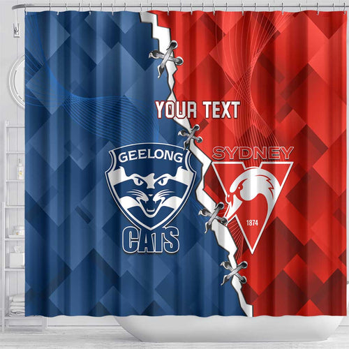 Custom Swans And Cats Football Shower Curtain 2024 Together Dynamic Version