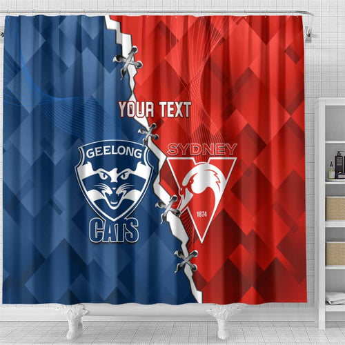 Custom Swans And Cats Football Shower Curtain 2024 Together Dynamic Version