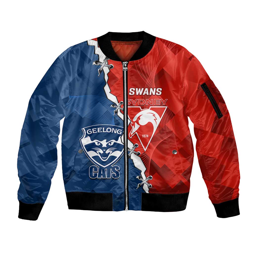 Custom Swans And Cats Football Sleeve Zip Bomber Jacket 2024 Together Dynamic Version