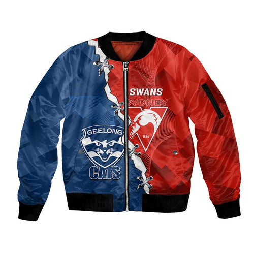 Custom Swans And Cats Football Sleeve Zip Bomber Jacket 2024 Together Dynamic Version