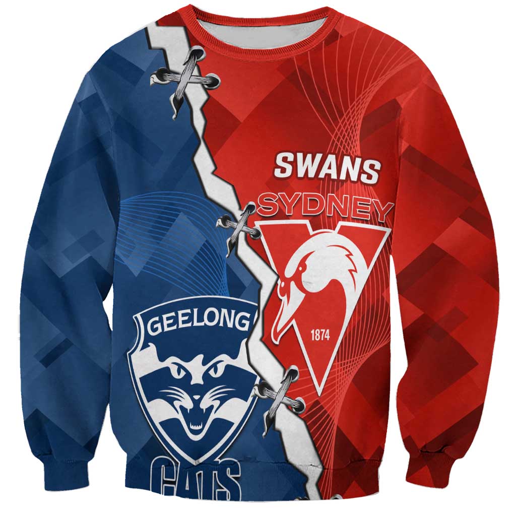 Custom Swans And Cats Football Sweatshirt 2024 Together Dynamic Version