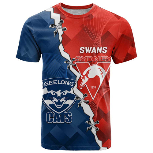Custom Swans And Cats Football T Shirt 2024 Together Dynamic Version