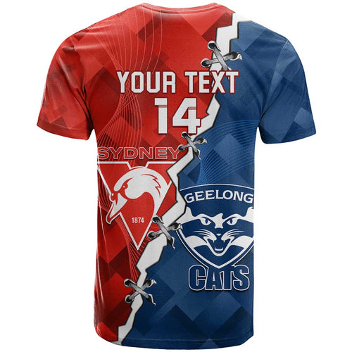 Custom Swans And Cats Football T Shirt 2024 Together Dynamic Version