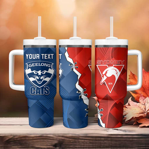 Custom Swans And Cats Football Tumbler With Handle 2024 Together Dynamic Version