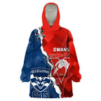 Custom Swans And Cats Football Wearable Blanket Hoodie 2024 Together Dynamic Version