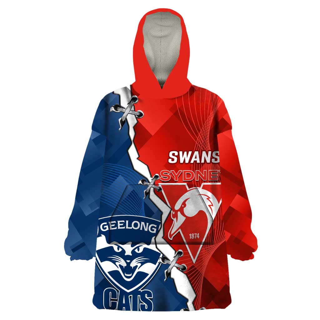 Custom Swans And Cats Football Wearable Blanket Hoodie 2024 Together Dynamic Version