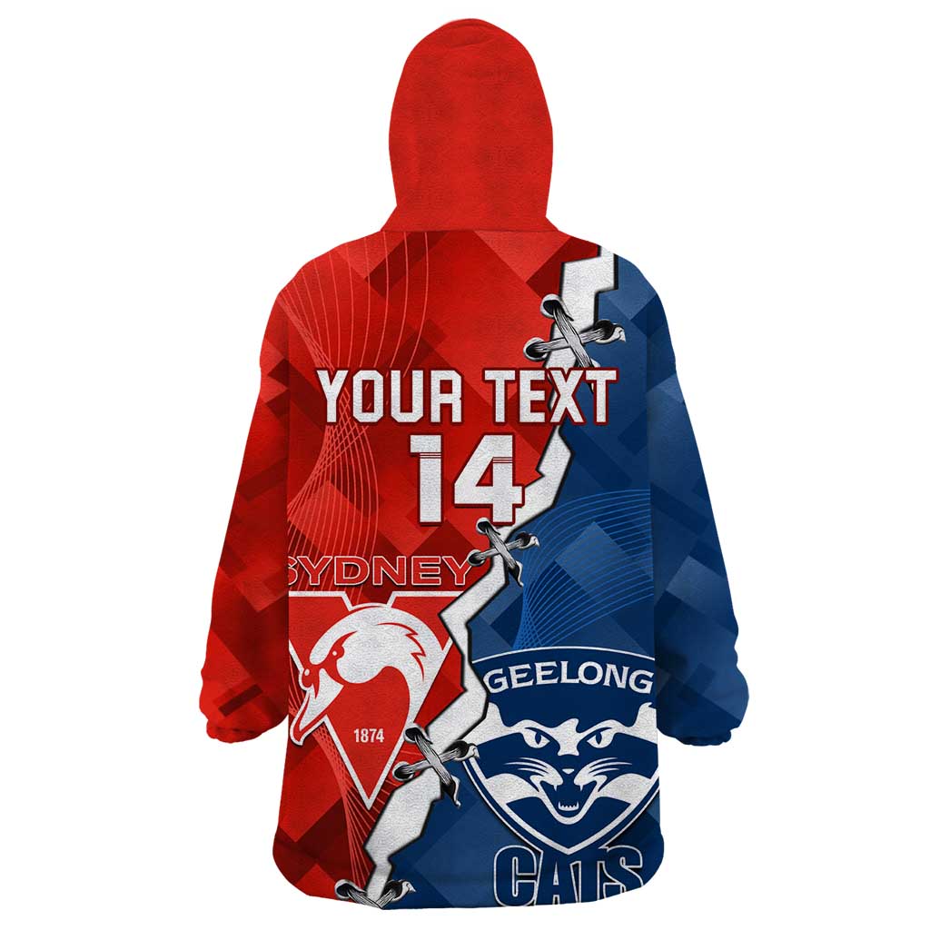 Custom Swans And Cats Football Wearable Blanket Hoodie 2024 Together Dynamic Version