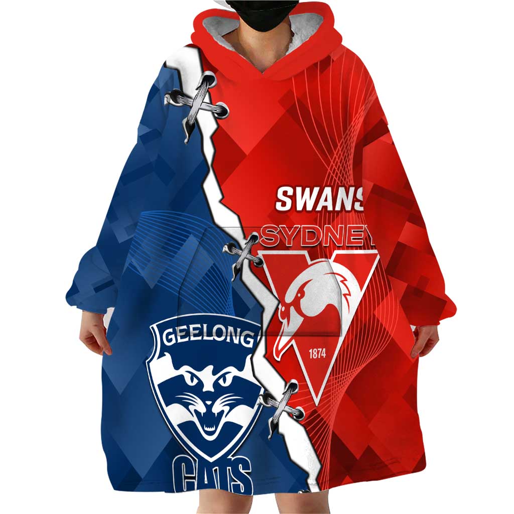 Custom Swans And Cats Football Wearable Blanket Hoodie 2024 Together Dynamic Version