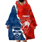 Custom Swans And Cats Football Wearable Blanket Hoodie 2024 Together Dynamic Version