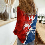 Custom Swans And Cats Football Women Casual Shirt 2024 Together Dynamic Version