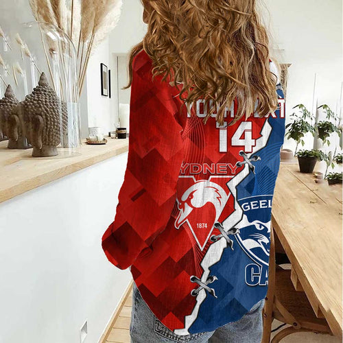 Custom Swans And Cats Football Women Casual Shirt 2024 Together Dynamic Version