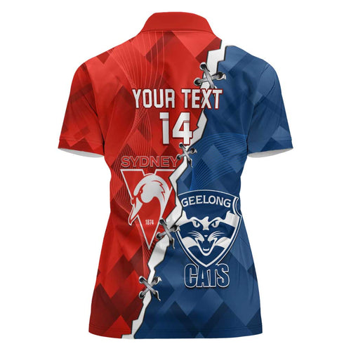 Custom Swans And Cats Football Women Polo Shirt 2024 Together Dynamic Version