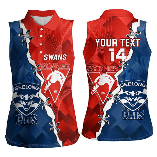 Custom Swans And Cats Football Women Sleeveless Polo Shirt 2024 Together Dynamic Version
