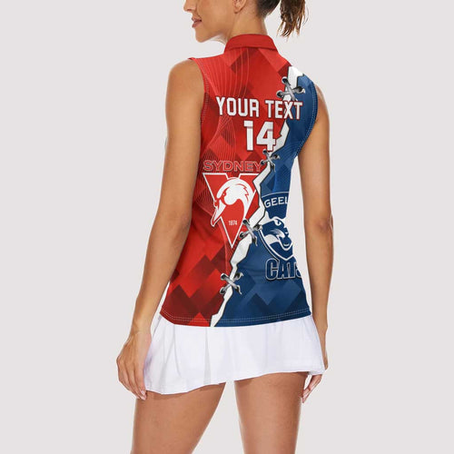 Custom Swans And Cats Football Women Sleeveless Polo Shirt 2024 Together Dynamic Version