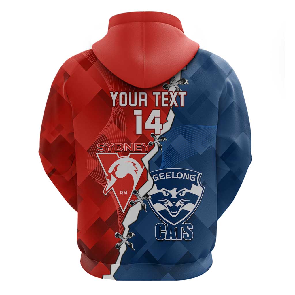 Custom Swans And Cats Football Zip Hoodie 2024 Together Dynamic Version