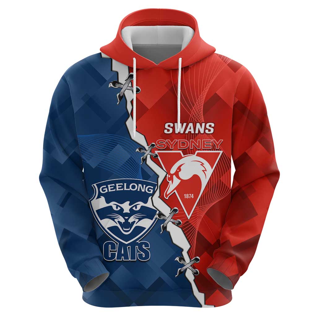 Custom Swans And Cats Football Zip Hoodie 2024 Together Dynamic Version