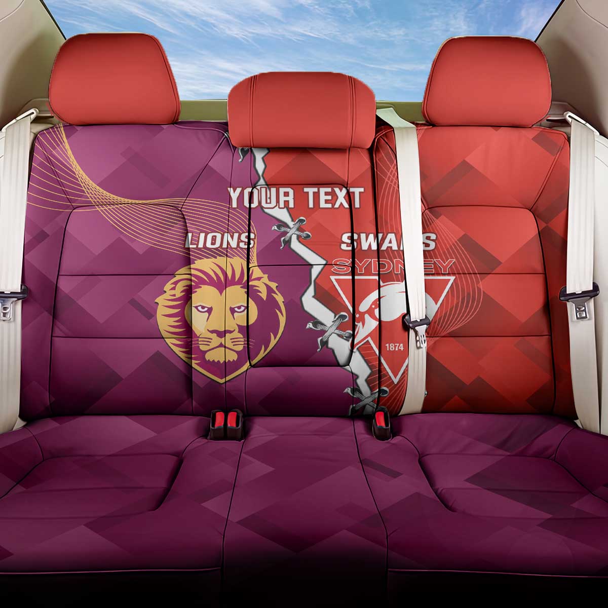 Custom Swans And Lions Football Back Car Seat Cover 2024 Go Champions Final Dynamic Version