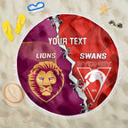 Custom Swans And Lions Football Beach Blanket 2024 Go Champions Final Dynamic Version