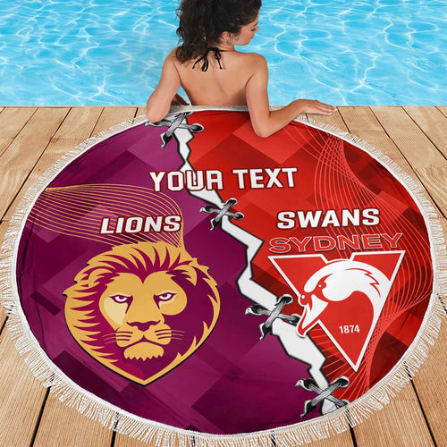 Custom Swans And Lions Football Beach Blanket 2024 Go Champions Final Dynamic Version