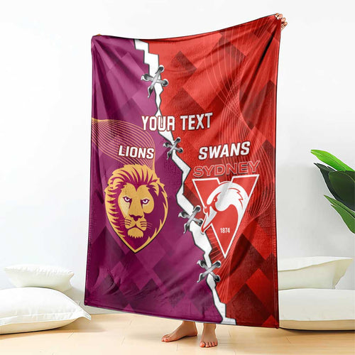 Custom Swans And Lions Football Blanket 2024 Go Champions Final Dynamic Version