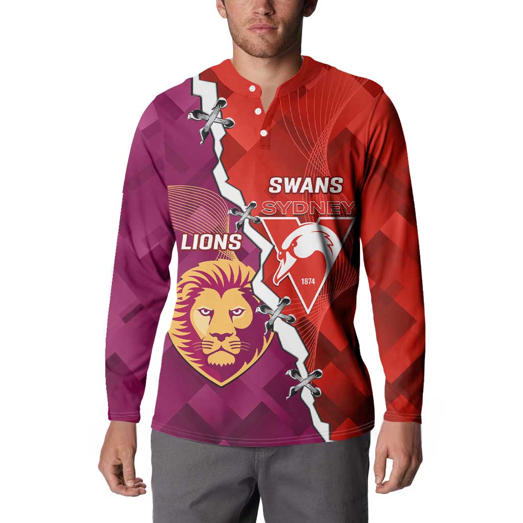 Custom Swans And Lions Football Button Sweatshirt 2024 Go Champions Final Dynamic Version